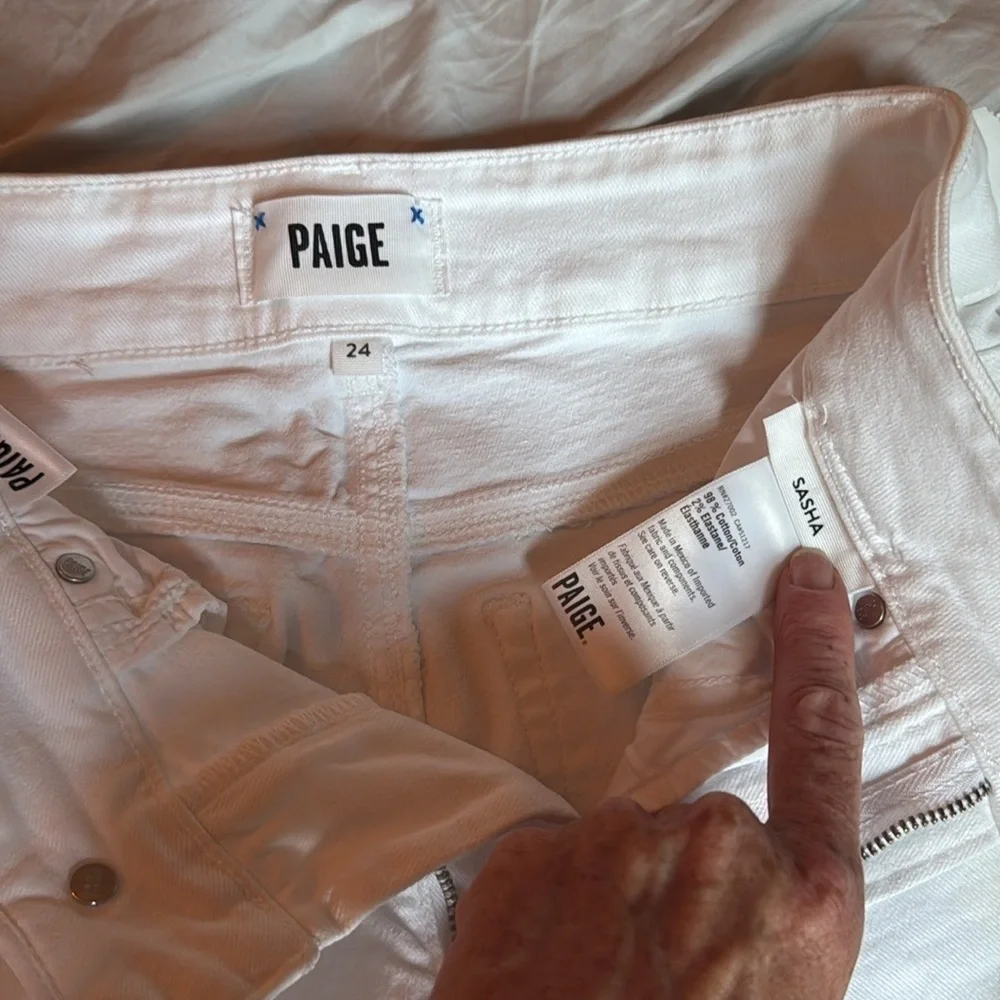 Paige Jeans Sasha White Wide-Leg 24 - Picture 4 of 4